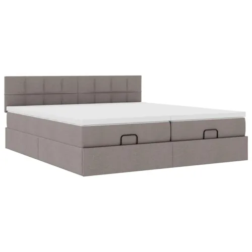 otoman okvir kreveta s madracima smeđesivi 200x200cm tkanine - Sivo-smeđa 200 x 200 cm Blok s kvadratima Cijena