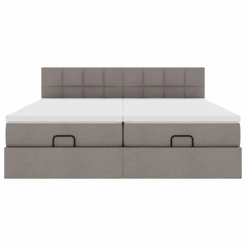 otoman okvir kreveta s madracima smeđesivi 200x200cm tkanine - Sivo-smeđa 200 x 200 cm Blok s kvadratima Cijena