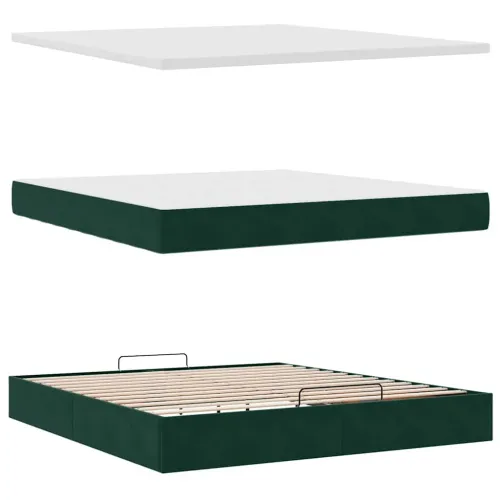 Okvir kreveta s madracima tamnozeleni 160x200cm baršunasti - Tamnozelena 160 x 200 cm Blok s kvadratima Tamnozelena Cijena