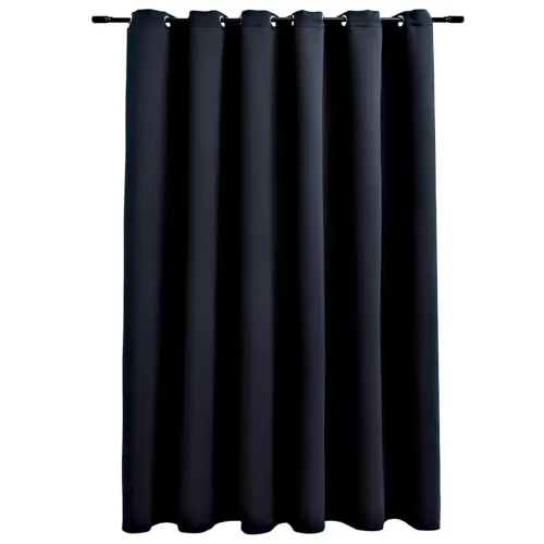 Zavjesa za zamračivanje s metalnim prstenima crna 290 x 245 cm - Crna 1 Cijena
