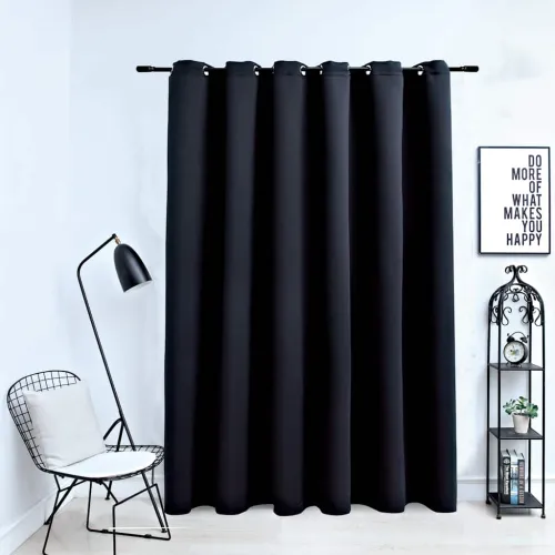 Zavjesa za zamračivanje s metalnim prstenima crna 290 x 245 cm - Crna 1 Cijena