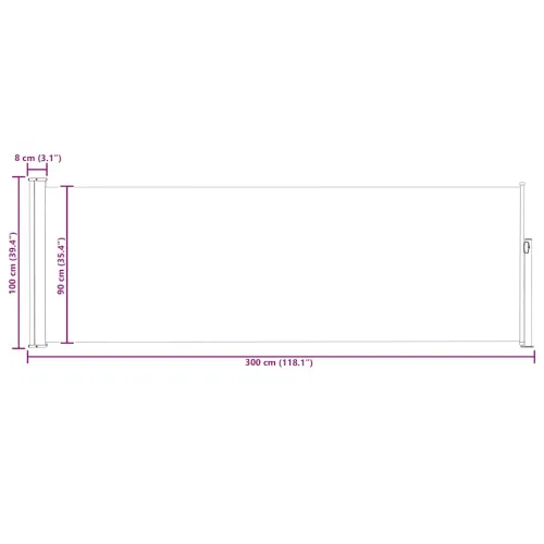 Uvlačiva bočna tenda za terasu 100 x 314 cm krem - Krema 100 x 300 cm Cijena