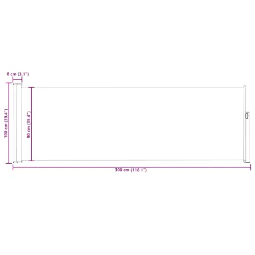 Uvlačiva bočna tenda za terasu 100 x 314 cm siva - Siva 100 x 300 cm Cijena