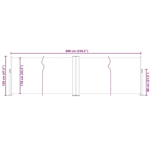 Uvlačiva bočna tenda 120 x 600 cm crvena - Crvena 117 x 600 cm Cijena
