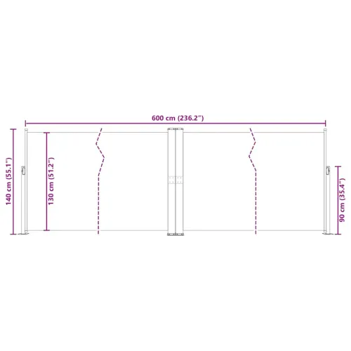  Uvlačiva bočna tenda 140 x 600 cm plava - Plava 140 x 600 cm 1 Cijena