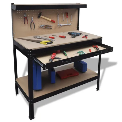 Radni Stol za Radionu s Pločom za Alat i Ladicom - 115 cm 1 with drawer and pegboard Cijena