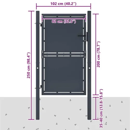 Dvorišna vrata - Vrtna vrata Čelik 100x200 cm Antracit - 100 x 200 cm Cijena