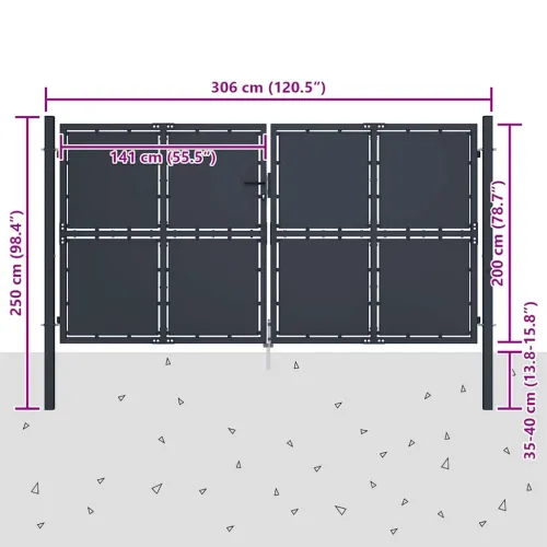 Dvorišna vrata - Vrtna vrata Čelik 300x200 cm Antracit - 300 x 200 cm Cijena