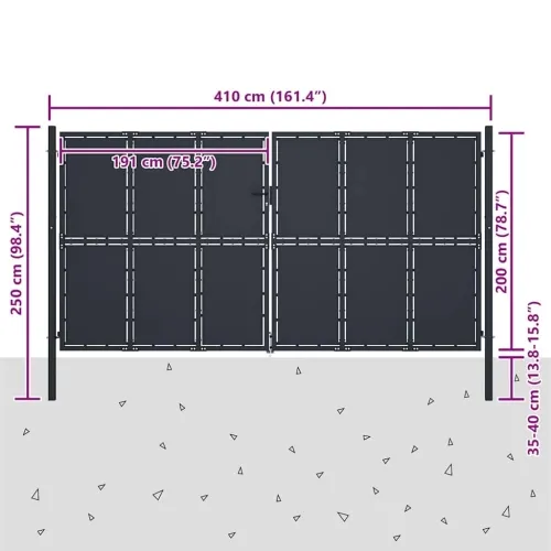 Dvorišna vrata - Vrtna vrata Čelik 400x200 cm Antracit - 400 x 200 cm Cijena