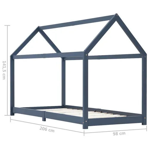 Okvir za dječji krevet od masivne borovine sivi 90 x 200 cm - Siva 90 x 200 cm Cijena