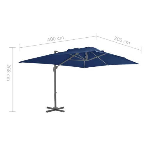 Konzolni suncobran s aluminijskom šipkom 4 x 3 m azurno plavi - Azurnoplava 400 x 300 cm Cijena