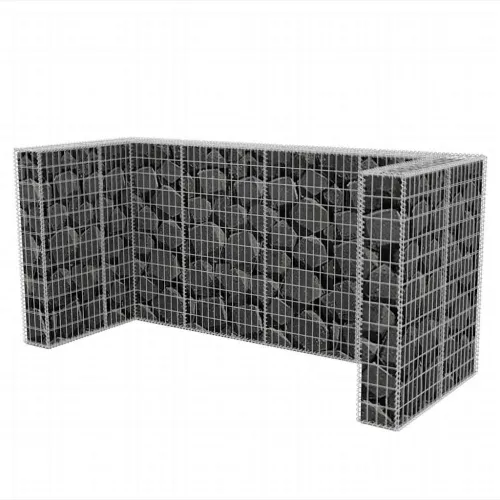 Gabionska ograda za tri kante za otpad od čelika 250x100x120 cm - 250 x 100 x 120 cm Cijena
