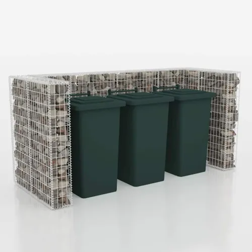 Gabionska ograda za tri kante za otpad od čelika 250x100x120 cm - 250 x 100 x 120 cm Cijena