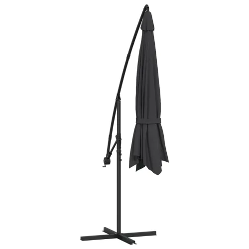 Konzolni vrtni suncobran s čeličnim stupom 350 cm crni - Crna Cijena