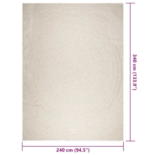 Tepih ZIZUR 240 x 340 cm s izgledom jute unutarnji i vanjski - Krema 240 x 340 cm Okruglo Cijena