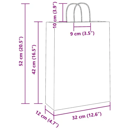 Papirnate vrećice 250 kom s ručkama smeđe 32x12x42 cm - Smeđa 32 x 12 x 42 cm 250 Cijena