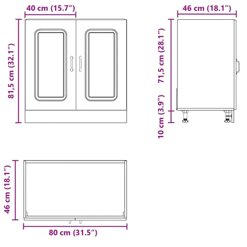 Donji ormarić za sudoper Kalmar boja hrasta 80x46x81,5cm drveni - sonoma hrast 1 1x donji ormarić (2 vrata) 80 cm širok 81,5 cm  Cijena