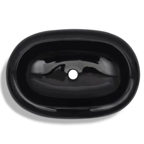 Keramički Lavabo - Umivaonik Crni Ovalni - Crna Cijena