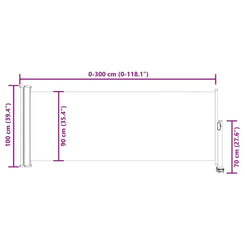Uvlačiva bočna tenda za terasu 100 x 300 cm smeđa - Smeđa 100 x 300 cm Cijena