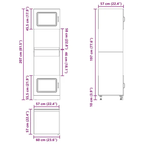 Ormari za pećnicu 2 kom Kalmar bijeli od konstruiranog drva - Bijela 1 1x ormarić za pećnicu 60 cm širok 207 cm visok 1 Cijena