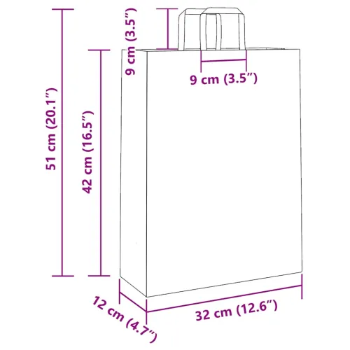 Papirnate vrećice 50 kom s ručkama smeđe 32x12x42 cm - Smeđa 32 x 12 x 42 cm 50 Cijena