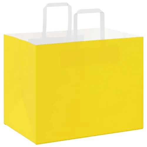 Papirnate vrećice 250 kom s ručkama žute 32x22x24 cm - Žuta 32 x 22 x 24 cm 250 Cijena