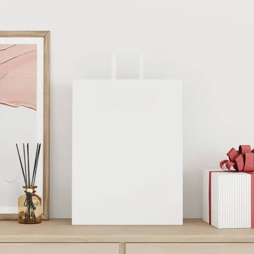 Papirnate vrećice 250 kom s ručkama bijele 32x12x42 cm - Bijela 32 x 12 x 42 cm 250 Cijena
