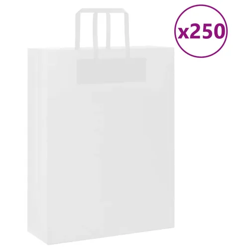 Papirnate vrećice 250 kom s ručkama bijele 32x12x42 cm - Bijela 32 x 12 x 42 cm 250 Cijena