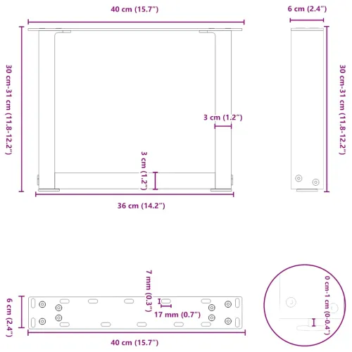 Noge za klub stolić U-oblik 2 kom Bijele 40 x (30-31) cm Čelik - Bijela 40 x (30-31) cm 2 Cijena