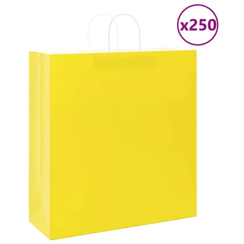 Papirnate vrećice 250 kom s ručkama žute 45x17x48 cm - Žuta 45 x 17 x 48 cm 250 Cijena