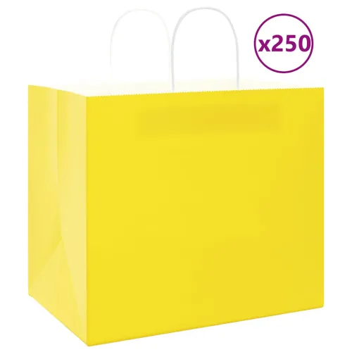 Papirnate vrećice 250 kom s ručkama žute 32x22x28 cm - Žuta 32 x 22 x 28 cm 250 Cijena