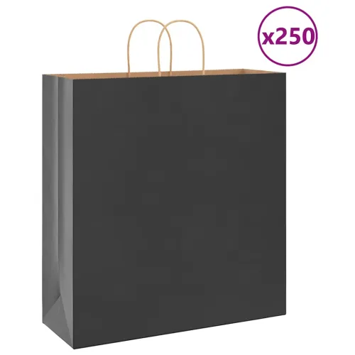 Papirnate vrećice 250 kom s ručkama crne 45x17x48 cm - Crna 45 x 17 x 48 cm 250 Cijena