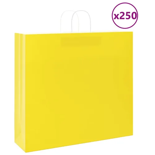 Papirnate vrećice 250 kom s ručkama žute 54x15x49 cm - Žuta 54 x 15 x 49 cm 250 Cijena
