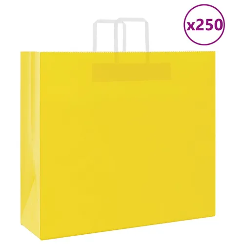 Papirnate vrećice 250 kom s ručkama žute 54x15x49 cm - Žuta 54 x 15 x 49 cm 250 Cijena