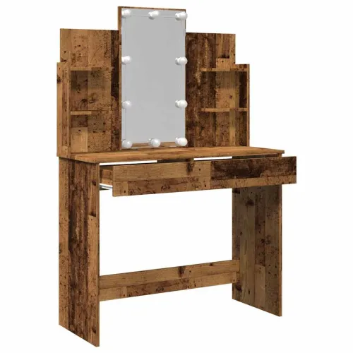 Toaletni stol s LED svjetlima Staro drvo 96x40x142 cm - Staro drvo Cijena