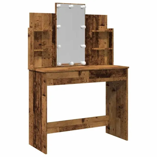 Toaletni stol s LED svjetlima Staro drvo 96x40x142 cm - Staro drvo Cijena