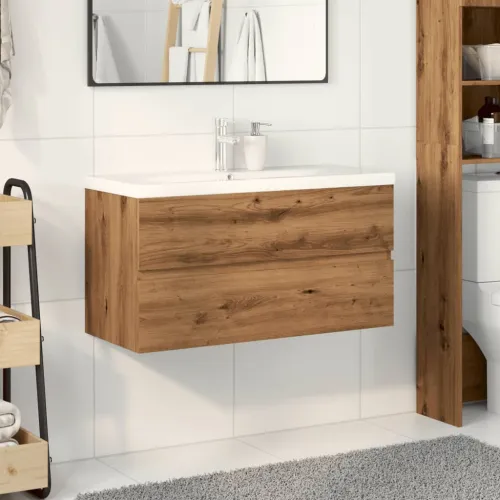 Ormarić za Lavabo - Umivaonik s ugradbenim umivaonikom Artisan hrast - hrast artisan 90 x 38.5 x 45 cm bez slavine i odvoda Cijena
