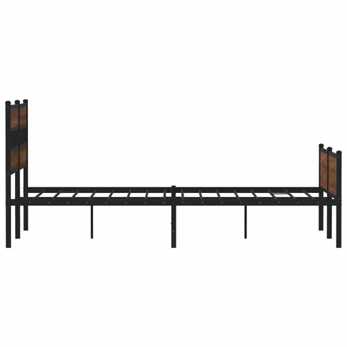 Okvir kreveta bez madraca smeđi hrast 140x190 cm izrađeno drvo - Smeđi hrast 140 x 190 cm s uzglavljem i visokim podnožjem Cijena