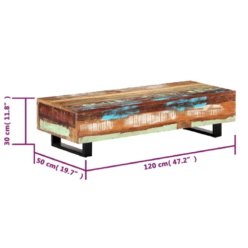 Stolić za kavu od obnovljenog drva i čelika 120 x 50 x 30 cm Cijena