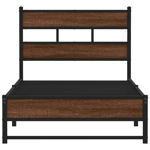 Metalni okvir kreveta bez madraca smeđi hrast 107x203 cm - Smeđi hrast 107 x 203 cm s uzglavljem i dvostrukim niskim podnožjem Cijena