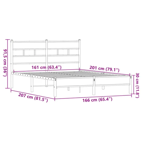 Okvir kreveta bez madraca smeđi hrast 160x200 cm izrađeno drvo - Smeđi hrast 160 x 200 cm s uzglavljem i niskim podnožjem Cijena