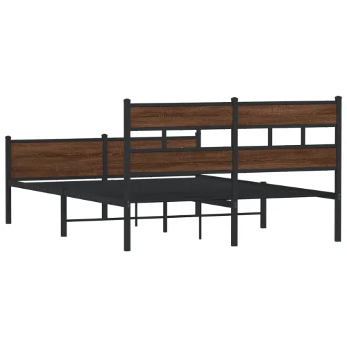 Okvir kreveta bez madraca smeđi hrast 140x200 cm izrađeno drvo - Smeđi hrast 140 x 200 cm s uzglavljem i visokim podnožjem Cijena