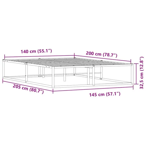 Okvir kreveta bez madraca Bijeli 140x200 cm Metalni - Bijela 140 x 200 cm Cijena