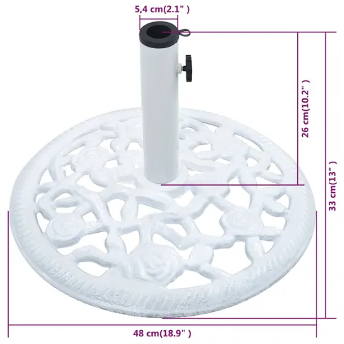 Stalak za suncobran bijeli 12 kg 48 cm od lijevanog željeza - Bijela 48 x 48 x 33 cm Cijena