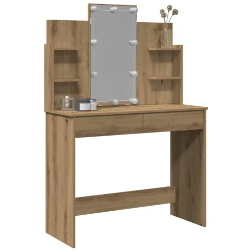 Toaletni stol s LED svjetlima Artisan hrast 96x40x142 cm - Hrast artisan Cijena