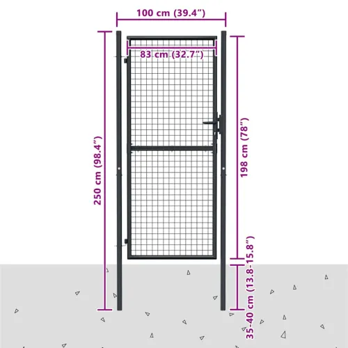 Dvorišna vrata - Vrtna vrata od mrežastog čelika 100x200 cm, siva - 100 x 200 cm Cijena