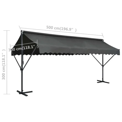 Samostojeća tenda 500 x 300 cm antracit - Antracit 5 x 3 m 1 s antracitnim okvirom Cijena
