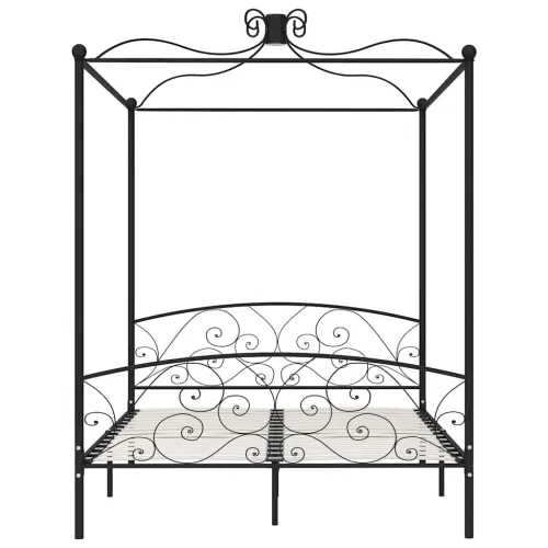 Okvir za krevet s nadstrešnicom crni metalni 180 x 200 cm - Crna 180 x 200 cm Crna 180 x 200 cm Cijena