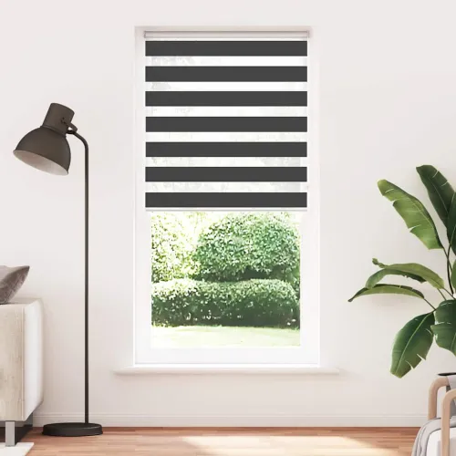 Zebraste zavjese - Zavjesa zebra crna 110x230 cm širina tkanine 105,9 cm poliester - Crna 110 x 230 cm Cijena