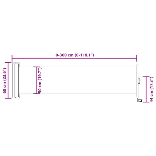 Uvlačiva bočna tenda za terasu 60 x 300 cm krem - Krema 60 x 300 cm Cijena